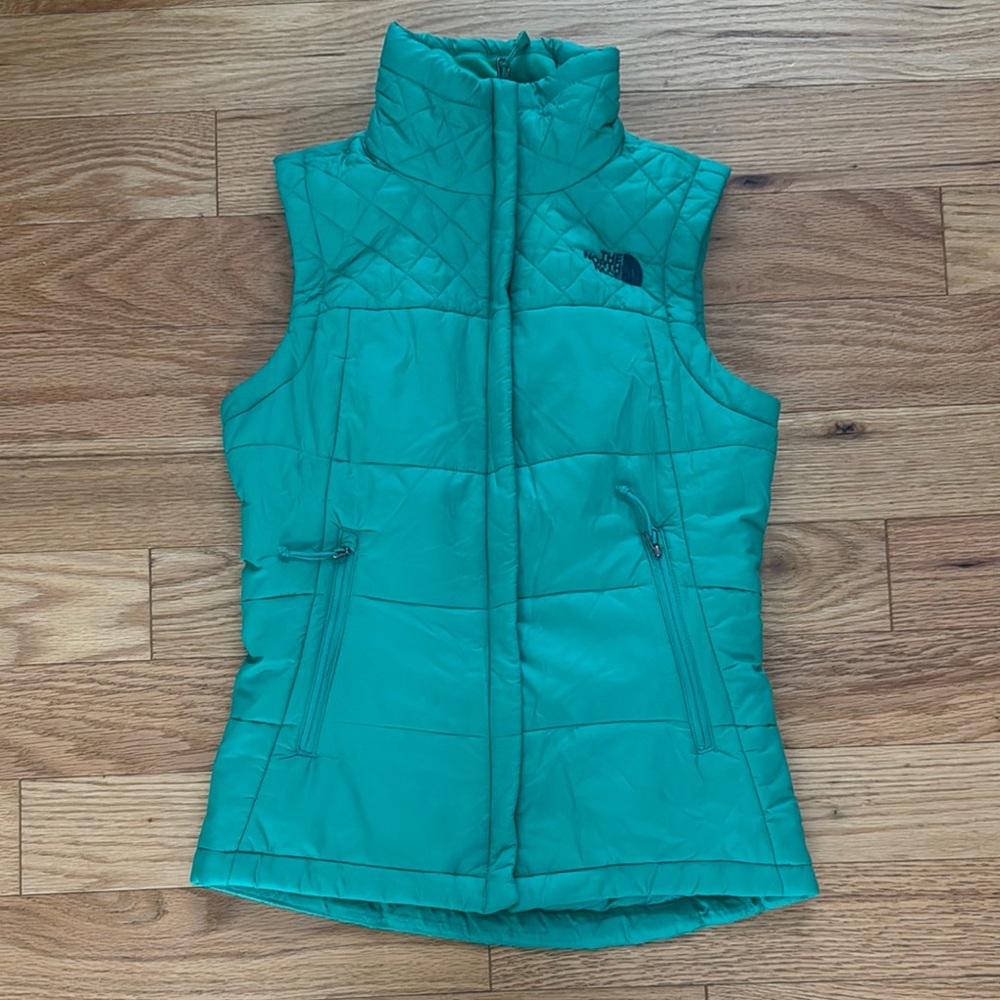 The North Face Green and Navy Quilted Vest XS
